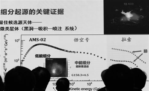 11月16日,在中国科学院高能物理研究所举行的发布会上,与会人员在听取科学成果介绍 新华社发